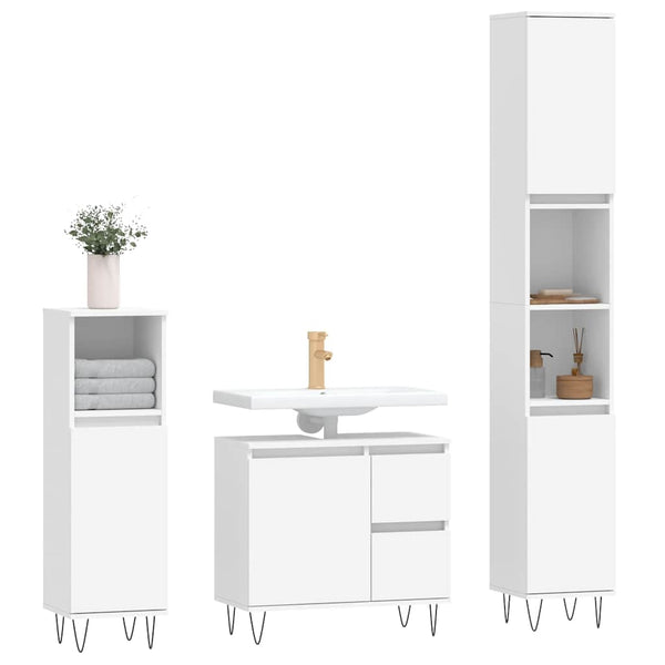Badezimmermöbel-Set Clelia, weiß (3-teilig, Holz)