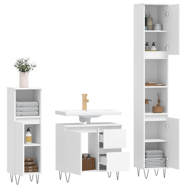 Badezimmermöbel-Set Clelia, weiß (3-teilig, Holz)