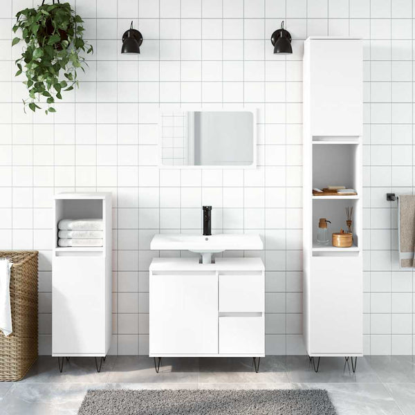 Badezimmermöbel-Set Clelia, weiß (3-teilig, Holz)
