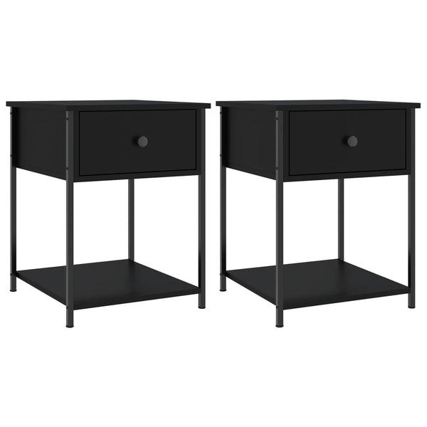 Schwarze Nachttische Strajeru 44x45x58cm (2 Stk. aus Holz)