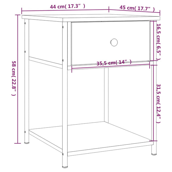 Graue Nachttische Strajeru 44x45x58cm (2 Stück Sonoma Holz)