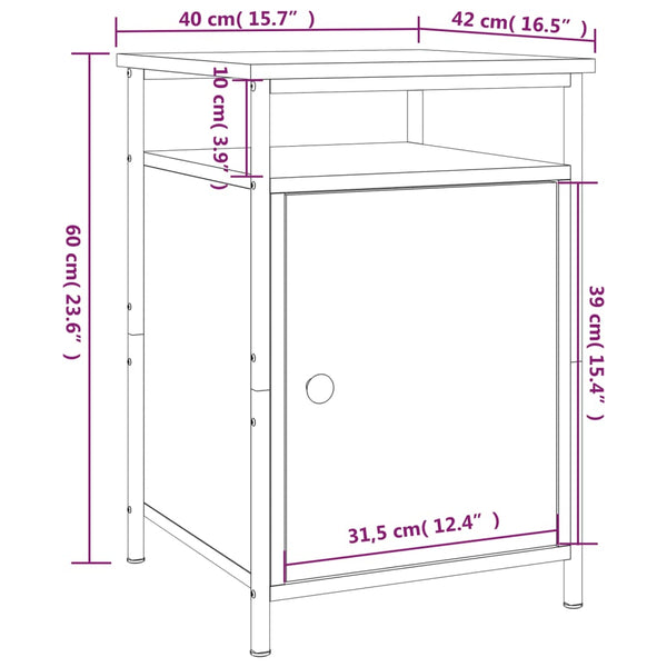 Graue Nachttische Zefir 40x42x60cm (2 Stk. Sonoma-Holz)