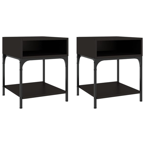 Schwarze Nachttische Ianula 40x41x50cm (2er Set Holz)