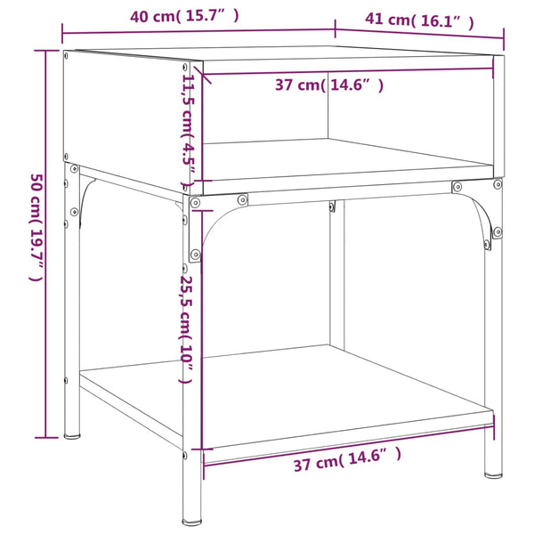 Schwarze Nachttische Ianula 40x41x50cm (2er Set Holz)