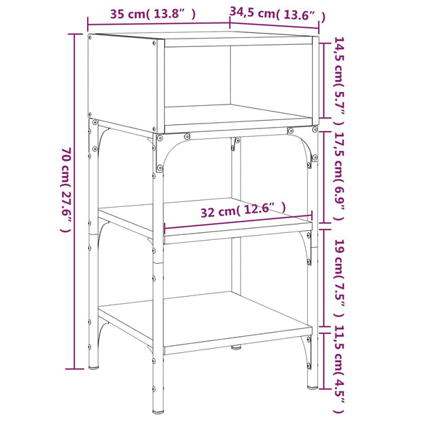 Grauer Nachttisch Fotinica 35x34,5x70cm (2 Stück Sonoma-Holz)
