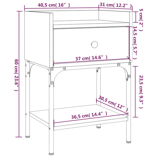 Nachttische Sonoma-Eiche Adreian 40,5x31x60cm (2 Stk., Holz)