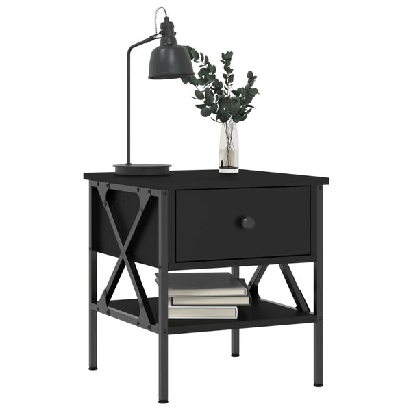 Schwarze Nachttische Terteleac 40x42x45cm (2 Stück, Holz)