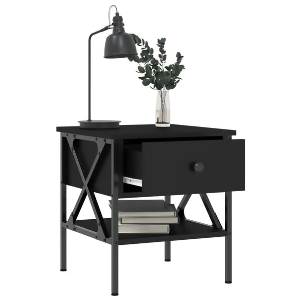 Schwarze Nachttische Terteleac 40x42x45cm (2 Stück, Holz)