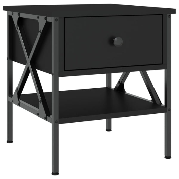 Schwarze Nachttische Terteleac 40x42x45cm (2 Stück, Holz)