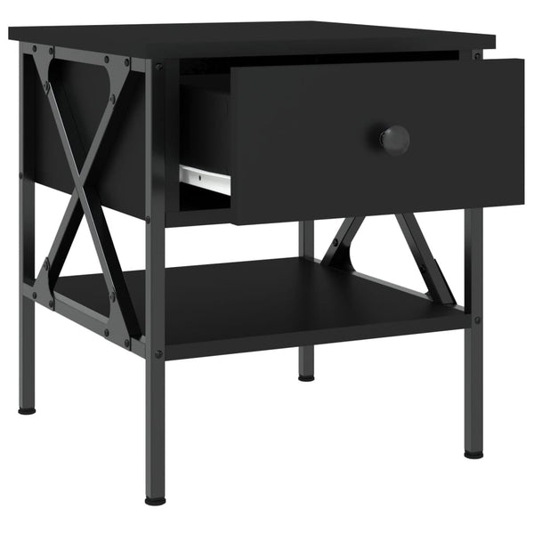 Schwarze Nachttische Terteleac 40x42x45cm (2 Stück, Holz)