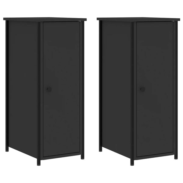 Schwarze Nachttische Rodika 32x42x80cm (2 Stück, Holz)