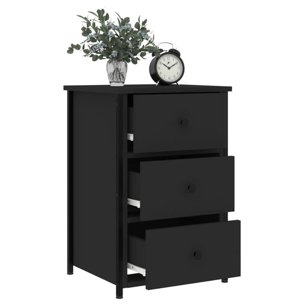 Nachttisch Litha 40x36x60cm, schwarz (Holz)