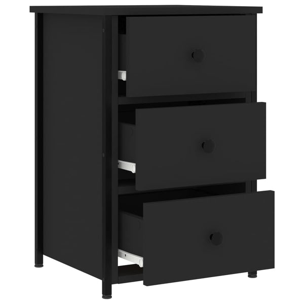 Nachttisch Litha 40x36x60cm, schwarz (Holz)