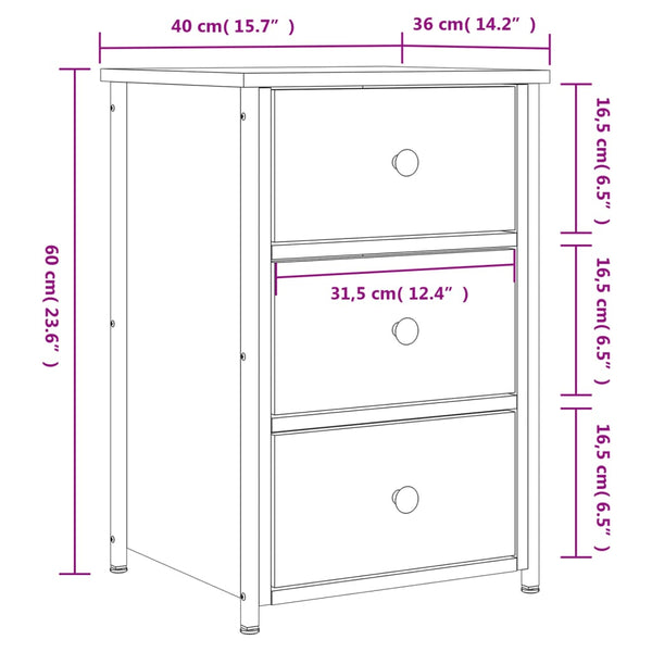 Nachttisch Litha 40x36x60cm, schwarz (Holz)