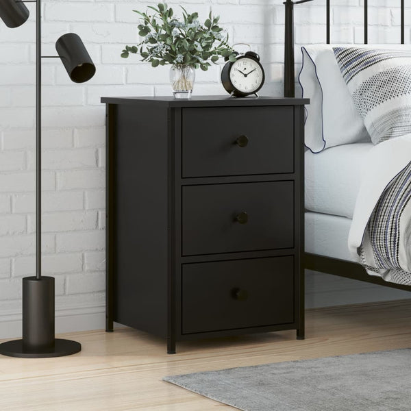 Nachttisch Litha 40x36x60cm, schwarz (Holz)