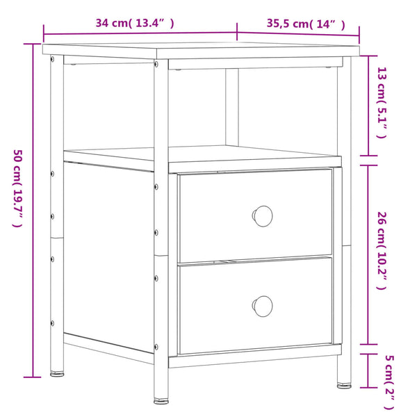 Nachttisch Carpov Schwarz 34x35,5x50cm (Holz)