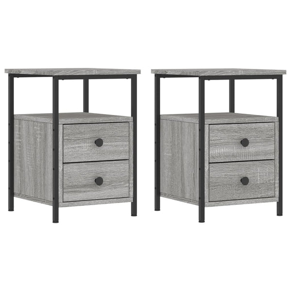Graue Nachttische Carpov 34x35,5x50cm (2 Stk. Sonoma-Holz)