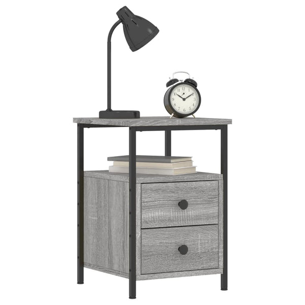 Graue Nachttische Carpov 34x35,5x50cm (2 Stk. Sonoma-Holz)