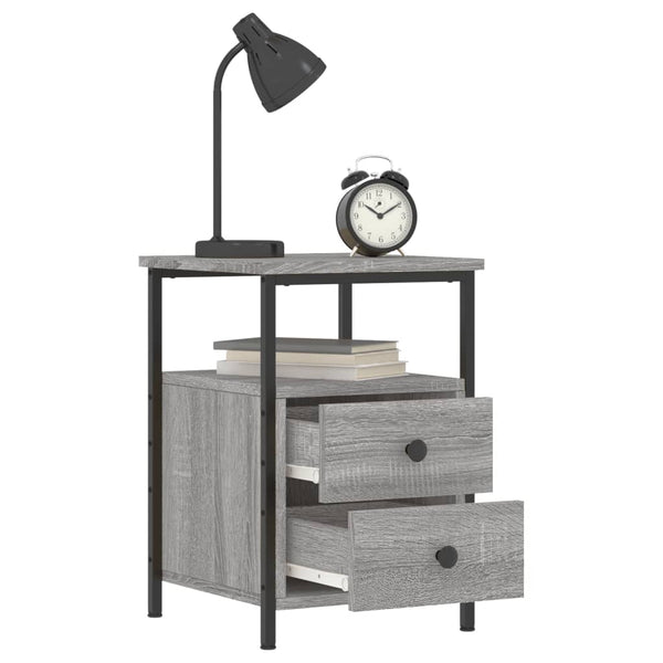 Graue Nachttische Carpov 34x35,5x50cm (2 Stk. Sonoma-Holz)