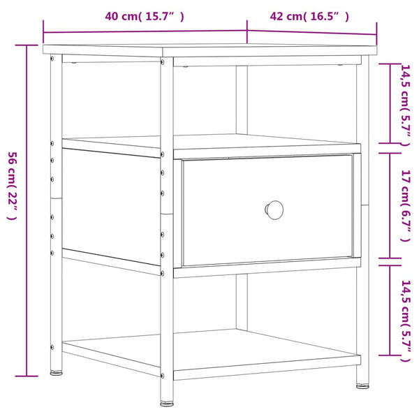 Graue Nachttische Lastuna 40x42x56cm (2 Stk. Holz)
