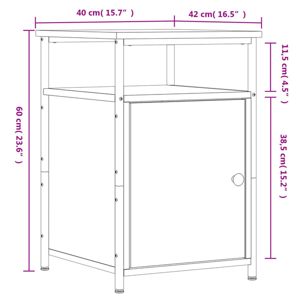 Grauer Nachttisch Eduart 40x42x60cm (Holz)
