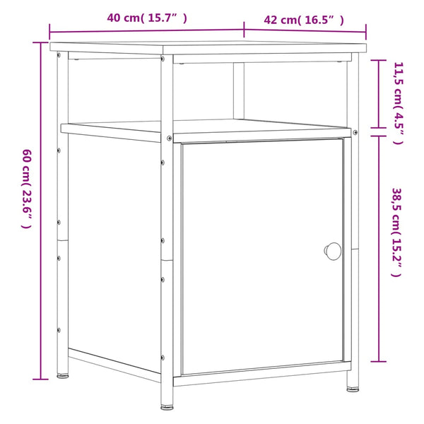 Nachttische grau Eduart 40x42x60cm (2 Stk. Sonoma-Holz)