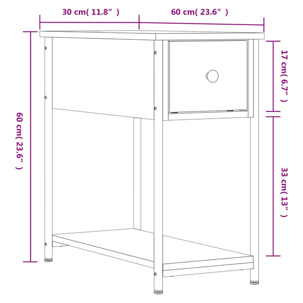 Graue Nachttische Rotila 30x60x60cm (2 Stück Sonoma Holz)