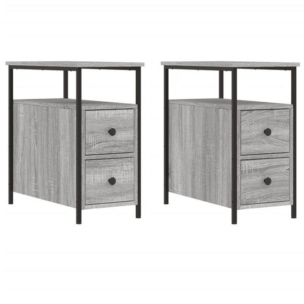 Harmaa yöpöydät Gertrut 30x60x60cm (2 kpl puinen)