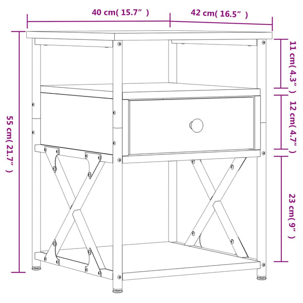 Nachttisch Tesrife 40x42x55cm aus geräucherter Eiche (Holz)