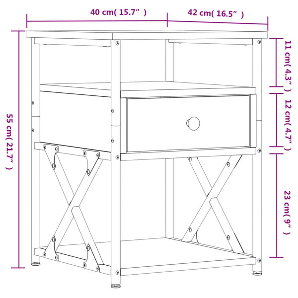 Graue Nachttische Tesrife 40x42x55cm (2er-Set Sonoma Holz)