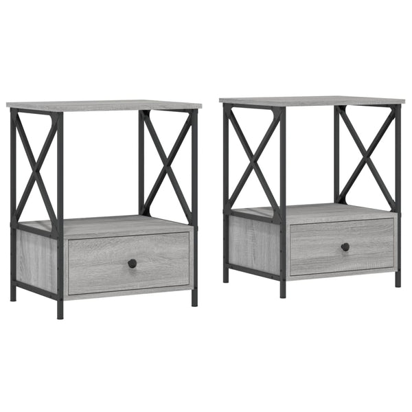 Nachttische Vahtang 50x41x65cm grau (2 Stk., Sonoma, Holz)