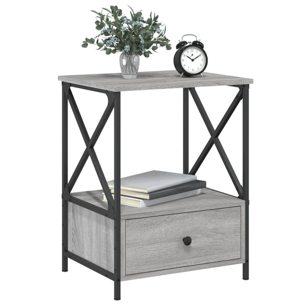 Nachttische Vahtang 50x41x65cm grau (2 Stk., Sonoma, Holz)