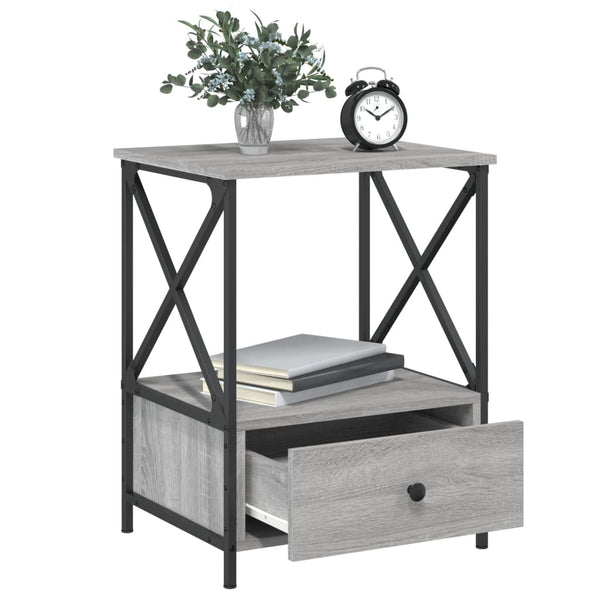 Nachttische Vahtang 50x41x65cm grau (2 Stk., Sonoma, Holz)