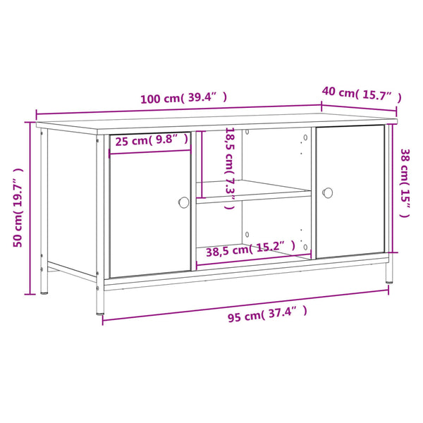 Harmaa tv-taso Dimitrievna 100x40x50cm (puinen)