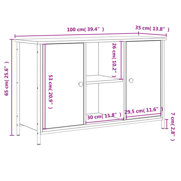 Schwarzer TV-Schrank Tomis 100x35x65cm (Holz)