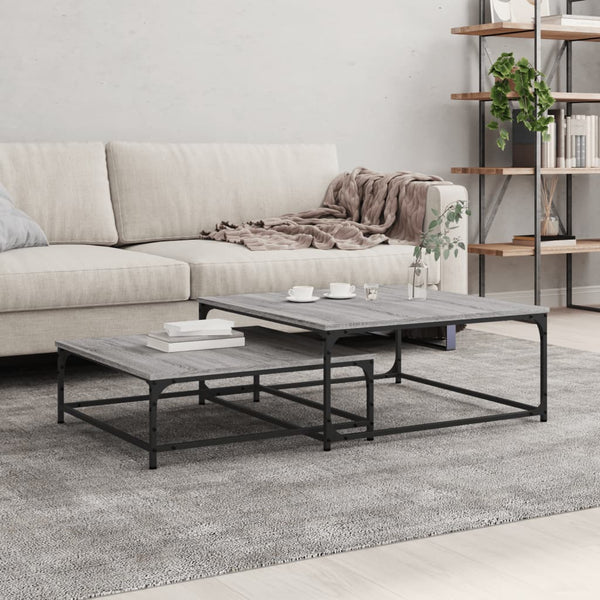 Graue Set-Couchtische Mielania (2 Stück Sonoma-Holz)