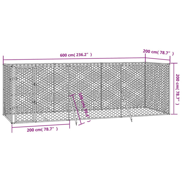 Hundezwinger Finii 6x2x2 m (verzinkter Stahl)