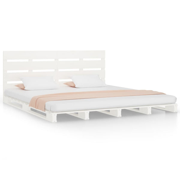 Weißes Bettgestell Buse 120x190cm (Holz, kleines Doppelbett)