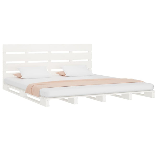 Weißes Bettgestell Buse 120x190cm (Holz, kleines Doppelbett)