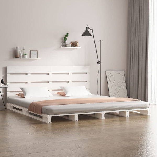 Weißes Bettgestell Buse 120x190cm (Holz, kleines Doppelbett)