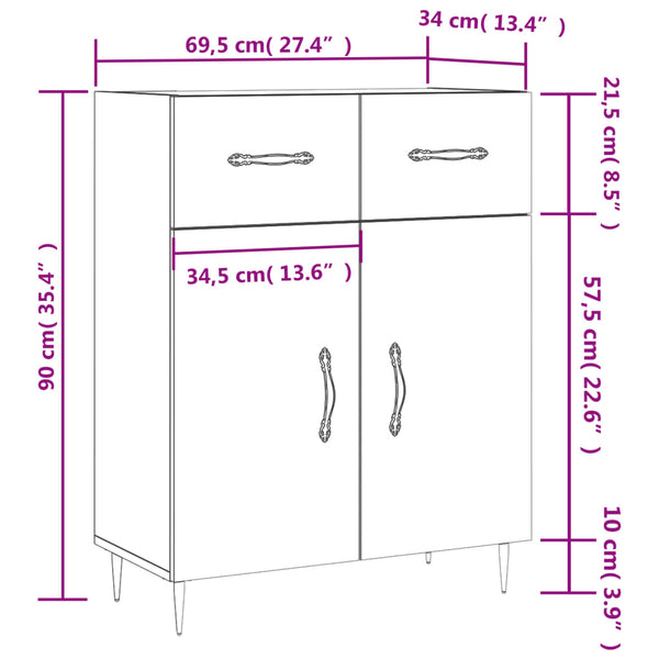 Harmaa senkki Ednah 69,5x34x90cm (puinen)