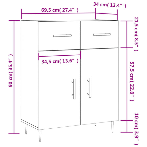 Sideboard Ildko in Betongrau 69,5x34x90cm (Holz)