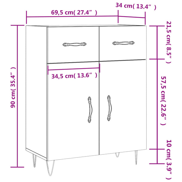 Graues Sideboard Tyukodi 69,5x34x90cm (Holz)