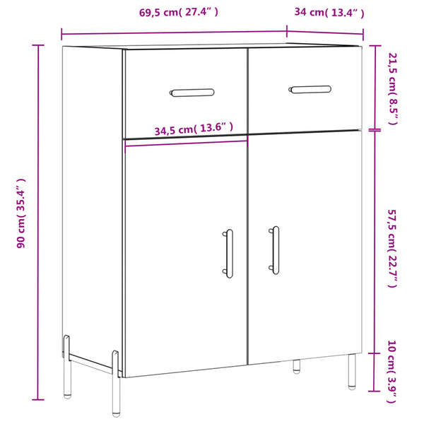 Weißes Sideboard Cotofana 69,5x34x90cm (Holz)