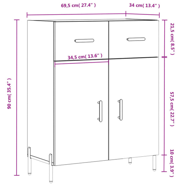 Graues Sideboard Cotofana 69,5x34x90cm (Holz)