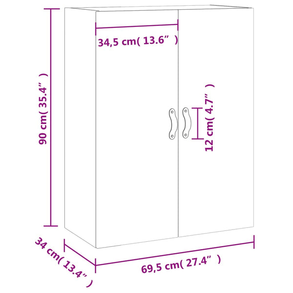 Wandhängender Schrank Coresie, betonfarben, 69,5x34x90cm