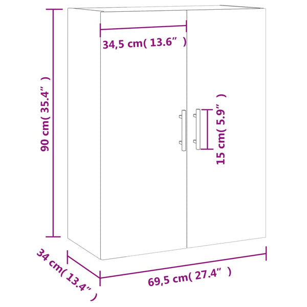 Wandhängeschrank Gross 69,5x34x90cm, Schwarz
