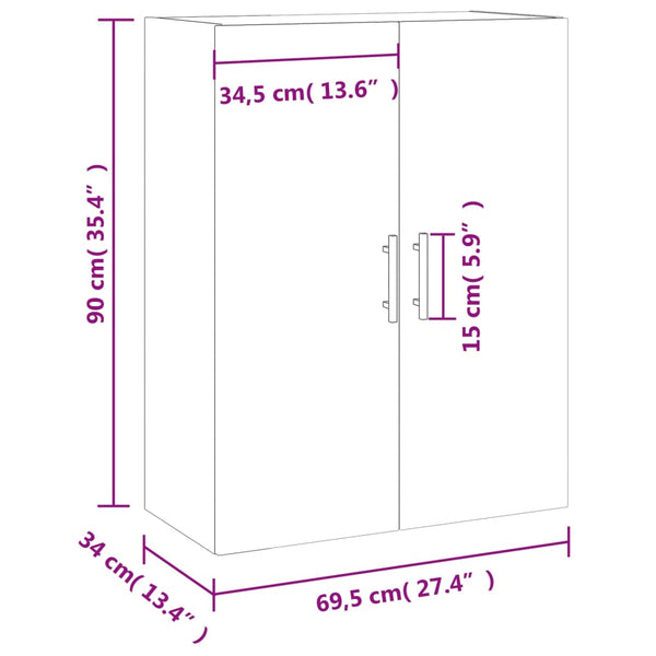 Betongrauer wandmontierter Schrank Gross 69,5x34x90cm
