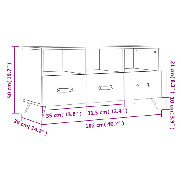 Graues TV-Möbel Brennen 102x36x50cm (Holz)