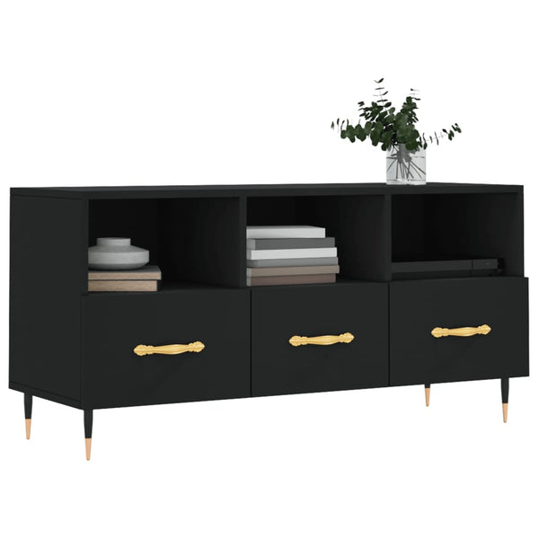 Schwarzes TV-Möbel Dumtru 102x36x50cm (Holz)